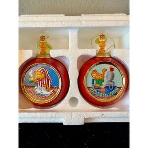 1999 Garfield Bradford Editions Porcelain Ornaments Set 2 First Issue COA